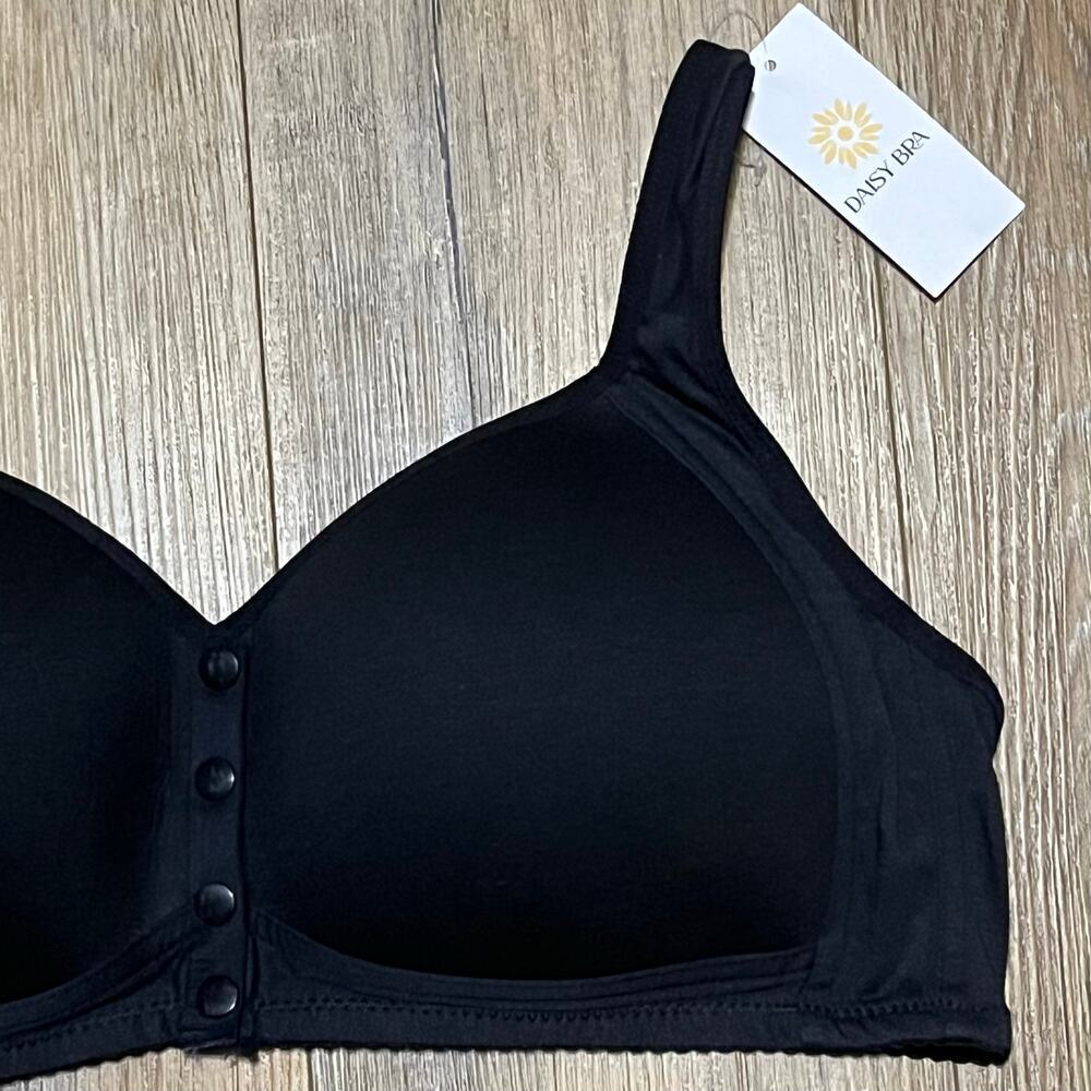 Daisy Bra Front Close Wirefree Plus Size 3XL Black $89 NWT Full Coverage Support - Picture 2 of 4